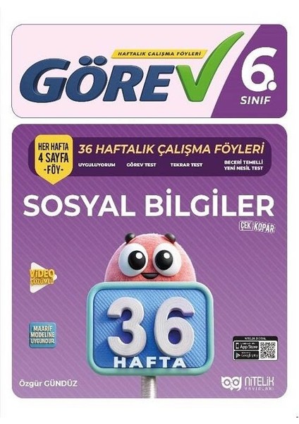 Nitelik 2026 6. Sınıf Sosyal Bilgiler Görev 36 Haftalık Çalışma Föyleri Yeni Maarif Modele Uygun
