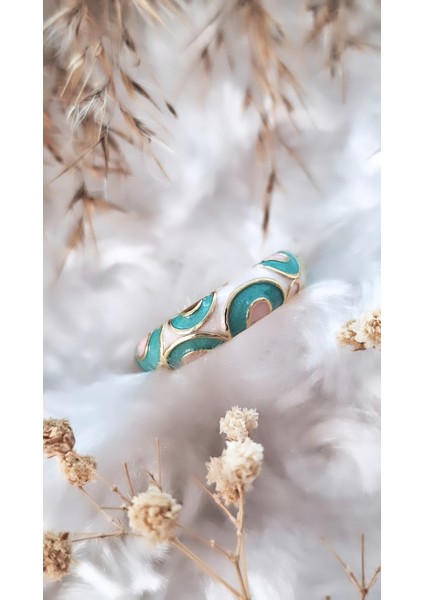 Saten Mineli Renkli Pirinç Kaplama Zamak Yüzük