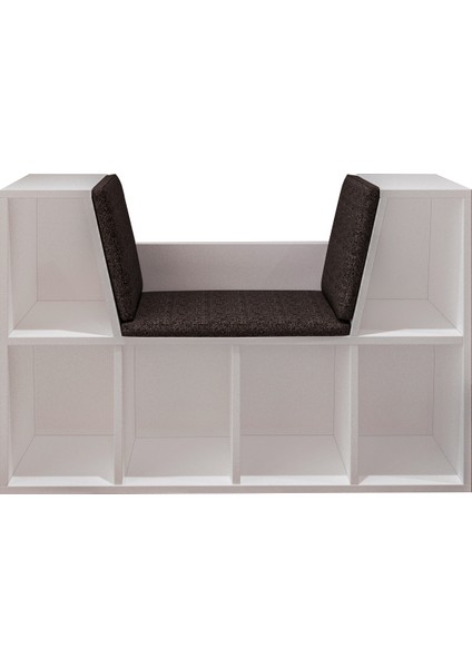 Livora Minderli Kitaplık - Oturma Alanlı 103 cm Minimalist Tasarım, Beyaz fırsatları