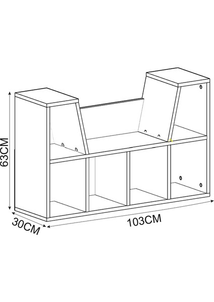 Livora Minderli Kitaplık - Oturma Alanlı 103 cm Minimalist Tasarım, Beyaz indirimleri