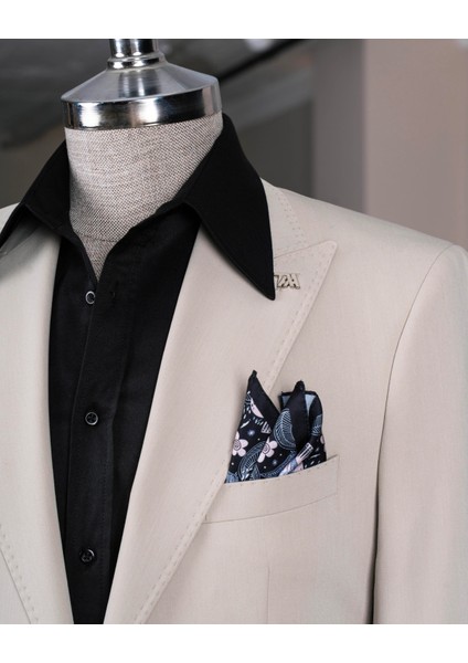 Italyan Stil Slim Fit Ceket Pantolon Takım Elbise Bej T14153 modelleri