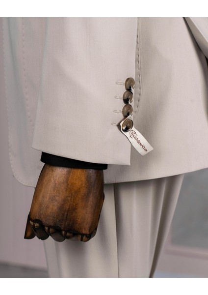 Italyan Stil Slim Fit Ceket Pantolon Takım Elbise Bej T14153 fırsatları