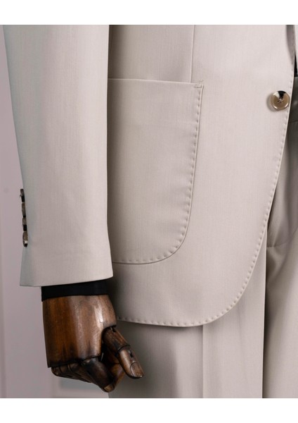 Italyan Stil Slim Fit Ceket Pantolon Takım Elbise Bej T14153 indirimleri