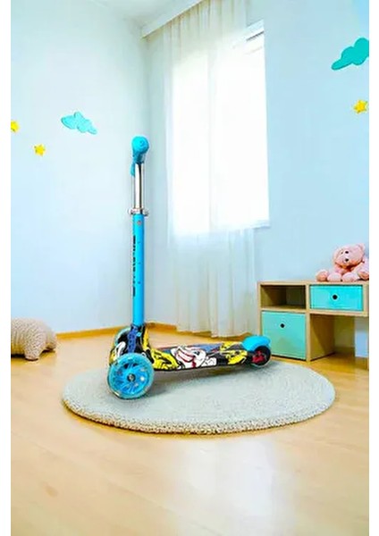 HT288 Mavi Işıklı Tekerlekli 3 Tekerli Yeni Nesil Scooter 6-12 Yaş Arası İçin fiyatları