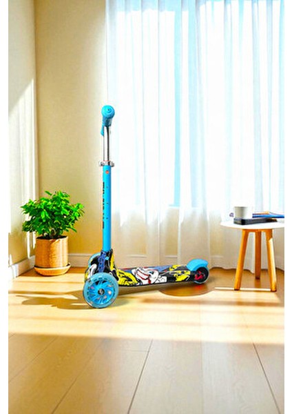 HT288 Mavi Işıklı Tekerlekli 3 Tekerli Yeni Nesil Scooter 6-12 Yaş Arası İçin fırsatları