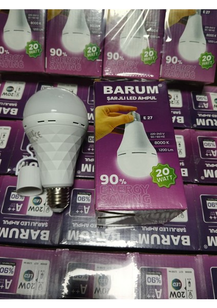 Elektrik Kesildiğinde Yanmaya Devam Eden Asma Aparatlı 20WATT Tasarruflu Şarjlı LED Ampul fırsatları