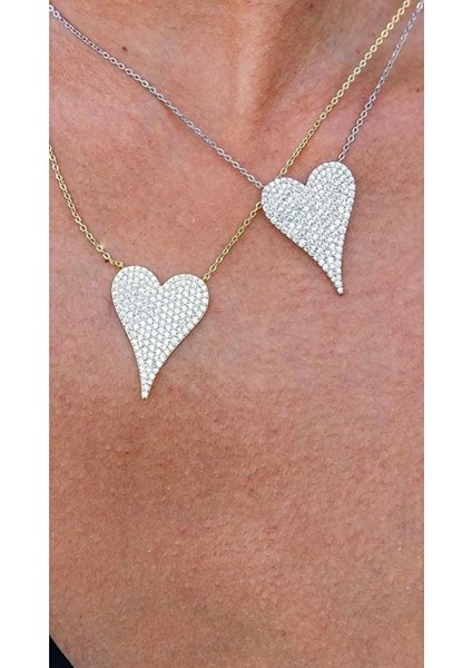 Zirkon Taşlı Kalp Kolye 925 Ayar fiyatları