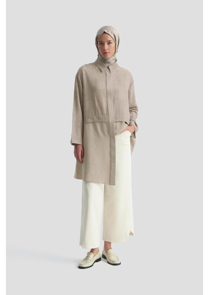 Efektli Kumaş Mixli Tunik 25K4902 Vizon fiyatları