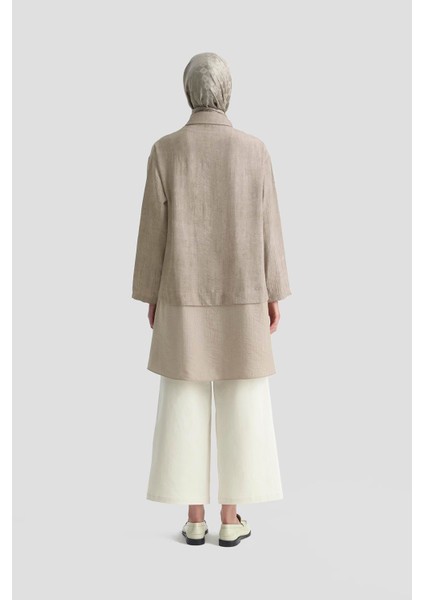 Efektli Kumaş Mixli Tunik 25K4902 Vizon indirimleri