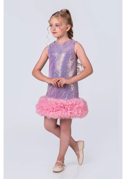 Pullu ve Tüllü Şık Kız Çocuk Elbise fiyatları