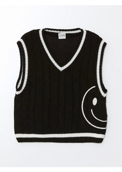 Lcw Kids Siyah V Yaka Kız Çocuk Triko Süveter fiyatları