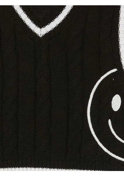 Lcw Kids Siyah V Yaka Kız Çocuk Triko Süveter modelleri