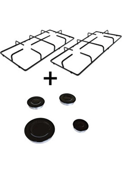 2 (Iki) Ad Kumtel/luxell Ankastre Set Üstü Ocak Izgarası 45,5X22,5X4,5CM ve 8 Parça Bek Kapak Seti