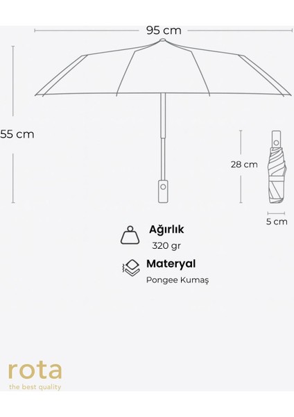 Tam Otomatik 8 Telli Dayanıklı Fiber Tel Şemsiye - RT-3020W - Kelebekli modelleri