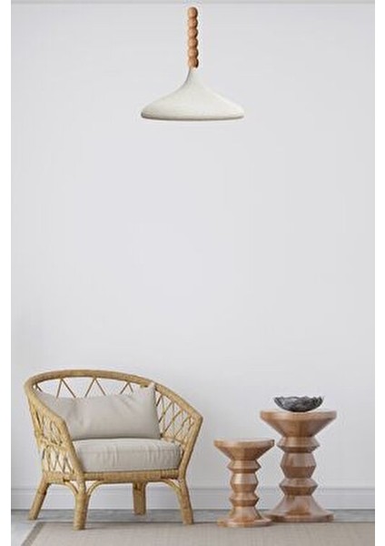 Dokulu Açık Krem Champion Ahşap Altı Boncuklu Tekli Avize Sarkıt Salon Mutfak Butik Lamba modelleri