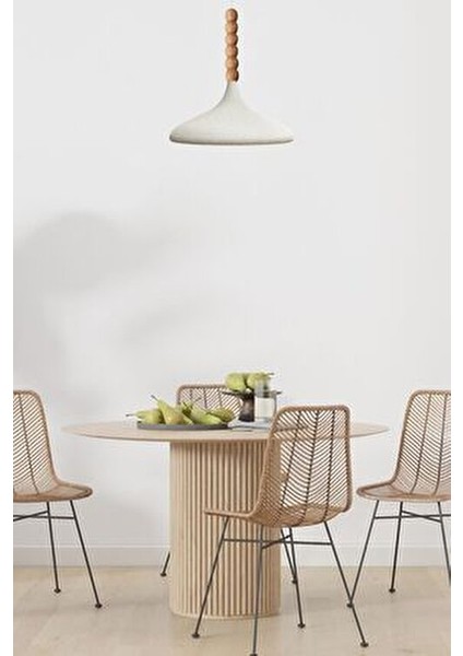 Dokulu Açık Krem Champion Ahşap Altı Boncuklu Tekli Avize Sarkıt Salon Mutfak Butik Lamba fırsatları