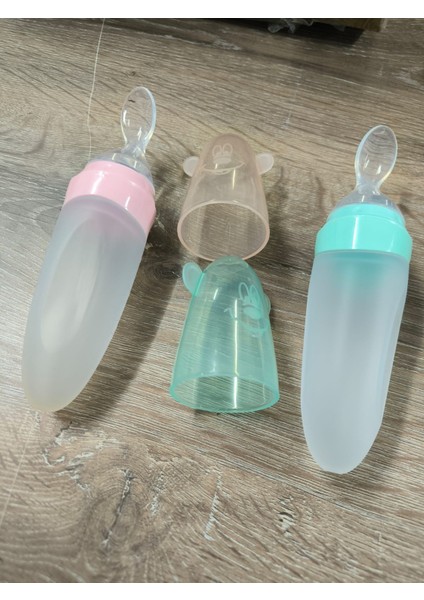 1 Adet Bebek Kaşıklı Mama Biberonu, Sıkmalı Kaşık Biberon Yeni Doğan Ek Gıda Kaşık Biberon ve 2 Adet Silikon Bebek Diş Fırçası modelleri