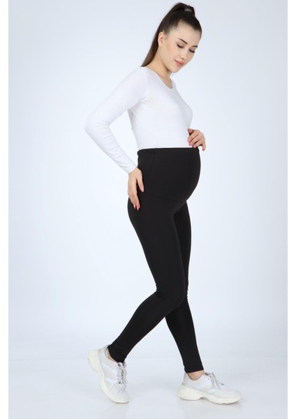 4406-HAMILE Giyim Parlak Yünlü Dalgıç Tayt