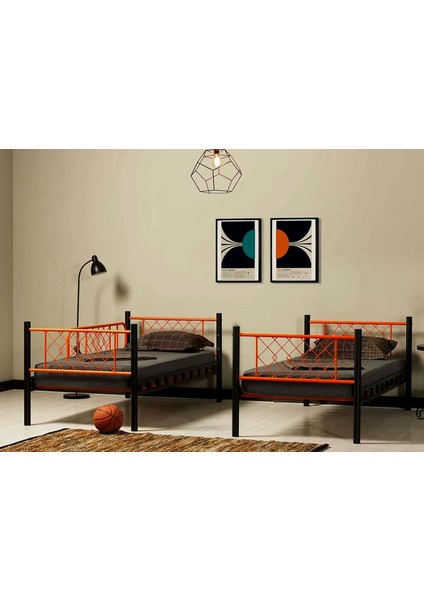 Argimo Metis Genç Çocuk Yatak Odası Metal Ranza ve Karyola 90 x 190 Siyah Sarı fiyatları