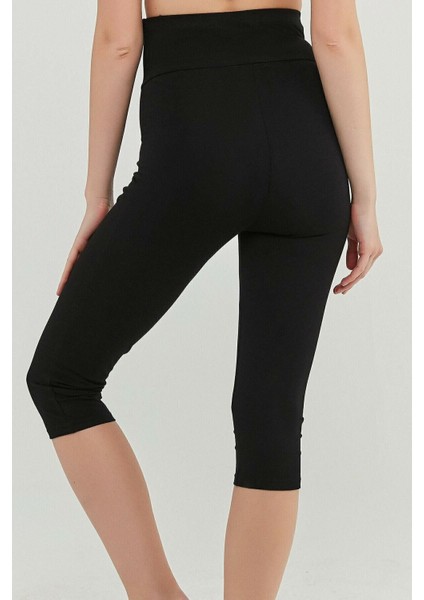 Kadın Siyah Ayarlanabilir Bel Organik Pamuklu Likralı Kapri Hamile Tayt fırsatları