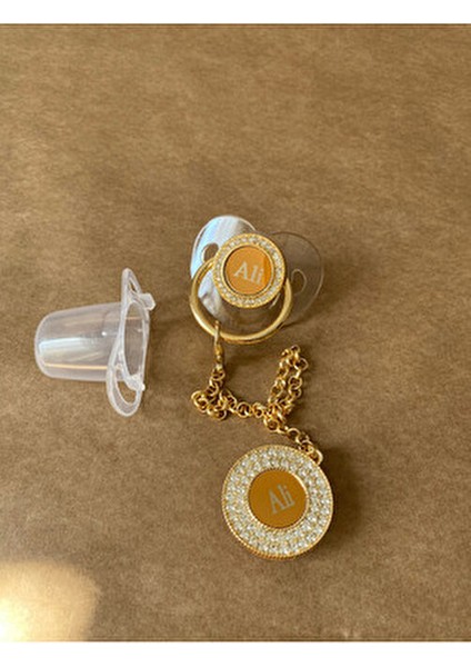 Isme Özel Altın Kaplama Zirkon Taşlı Bebek Emzik Seti (0-6 Ay) | Silikon & Damaklı Şeffaf indirimleri