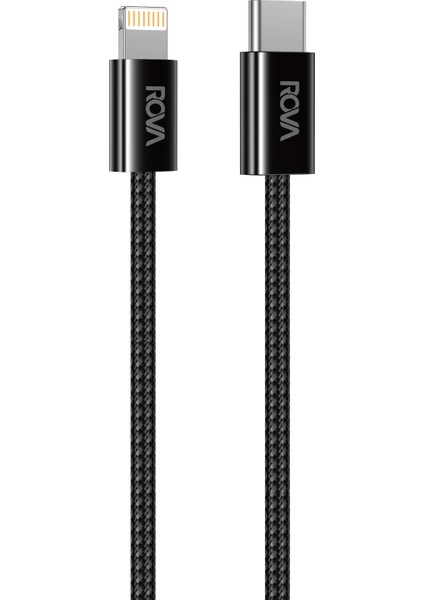 RV-KB218 Type-C To Lightning Pd 20W Örgülü Şarj ve Veri Kablosu – 1 Metre, iPhone Uyumlu, Siyah