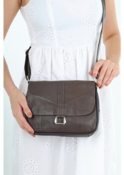 Orta Boy Kadın Deri Omuz ve Postacı Çanta / Günlük Kahverengi Deri Çanta fiyatları