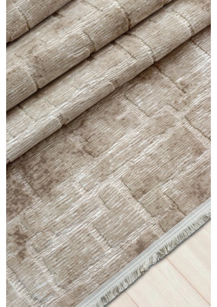 Aksu Stan Bej Saçaklı Kaymaz Tabanlı Kesme Kabartmalı Salon Koridor Mutfak Halı fiyatları