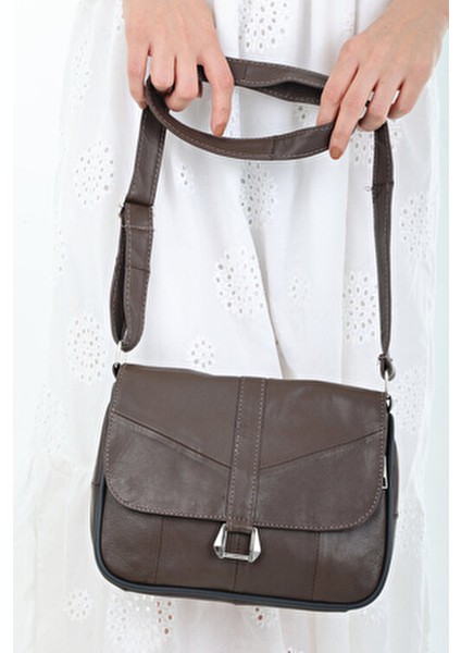 Orta Boy Kadın Deri Omuz ve Postacı Çanta / Günlük Kahverengi Deri Çanta indirimleri