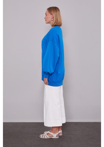 Saks Harf Baskı Detaylı Sweat