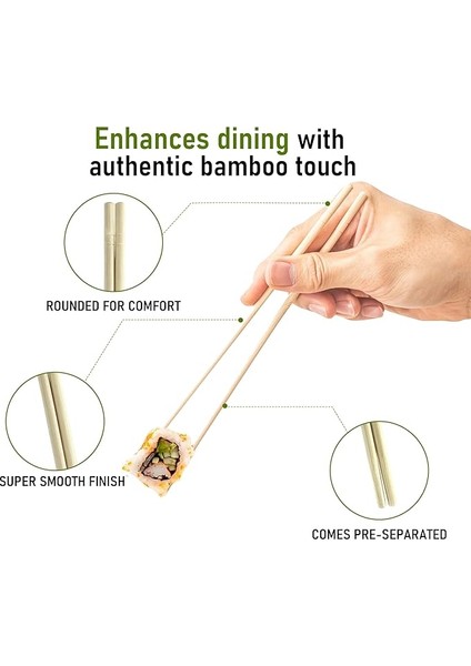 Tek Kullanımlık Bambu Yemek Çubukları 40/120/200 Çift, Çubuklar Asya Yemekleri ve Japon Suşi Için En Iyi Birinci Sınıf Tek Kullanımlık Bambu Çubuklar Kollu ve Ayrılmış, Ahşap Çubuklar Asya Yemekleri fiyatları