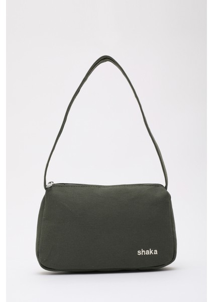 Haki Yeşil SHK148 Kanvas Kumaş Astarlı Fermuarlı El ve Kol Çantası U:16 E:23 G:5 cm