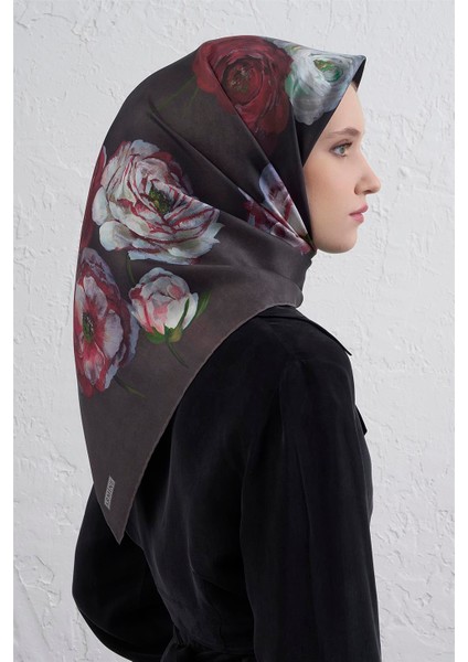 Çiçek Desenli Saf Ipek Twill Eşarp 9419D 85 modelleri