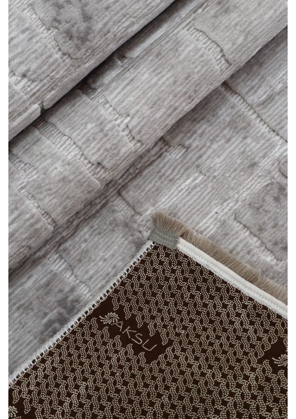 Aksu Stan Gri Saçaklı Kaymaz Tabanlı Kesme Kabartmalı Salon Koridor Mutfak Halı fiyatları