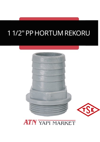 1 1/2" (38 Mm) Pp Hortum Rekoru – Plastik Erkek Dişli Hortum Bağlantı Aparatı