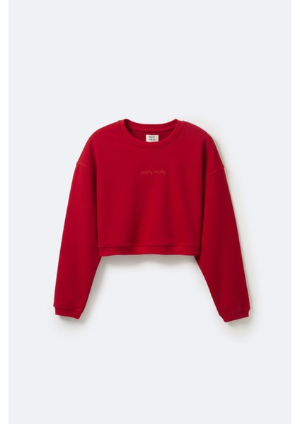 Kadın Crop Red Sweatshirt S
