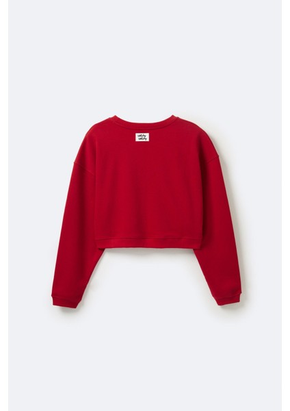 Kadın Crop Red Sweatshirt S fiyatları