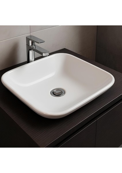 Harmony 43 cm Gövde Üstü Lavabo Batarya Deliksiz Taşma Kanalsız