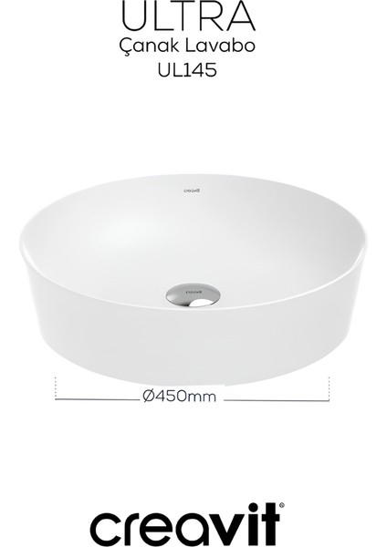 Ultra Yuvarlak Beyaz Deliksiz Lavabo 45 Cm UL145 modelleri