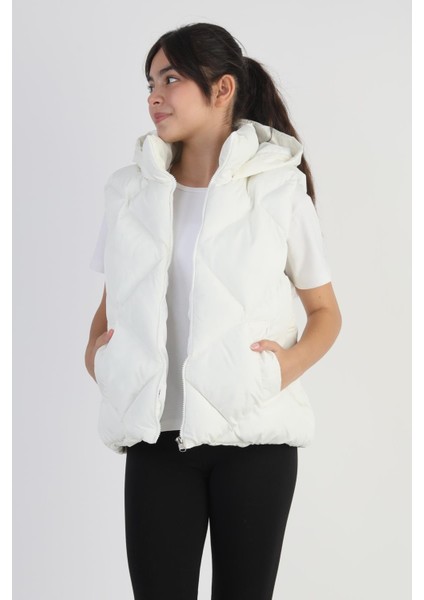 Kız Çocuk Kapüşonlu Cepli Astarlı Su Geçirmez Mevsimlik Şişme Yelek indirimleri