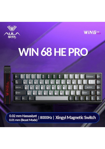 WIN68 He Pro Manyetik Klavye Rapid Trigger Xingyi Switch 8000Hz Rgb Tkl Hot Swap Oyuncu Klavyesi Gri fiyatları