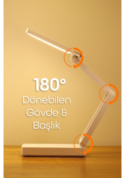 Şarjlı Masa Lambası 3 Renk 40 LED Katlanır Ayarlı Dokunmatik Dimmerli Okuma Işığı PR18 modelleri