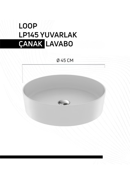 Loop Oval Beyaz Deliksiz Lavabo 45 Cm LP145