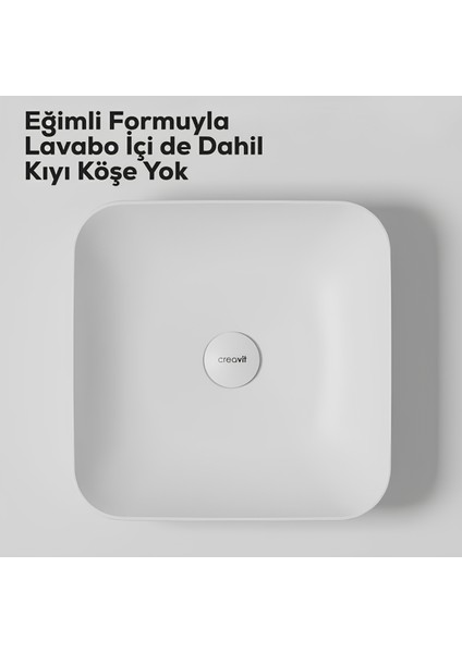 Ultra Kare Beyaz Deliksiz Lavabo 40 Cm UL040