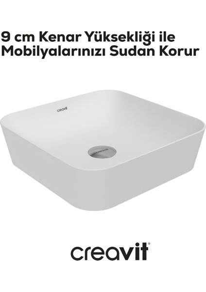Ultra Kare Beyaz Deliksiz Lavabo 40 Cm UL040 fırsatları