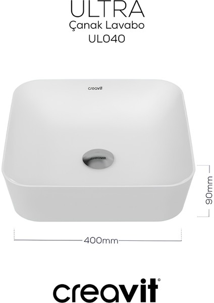 Ultra Kare Beyaz Deliksiz Lavabo 40 Cm UL040 indirimleri