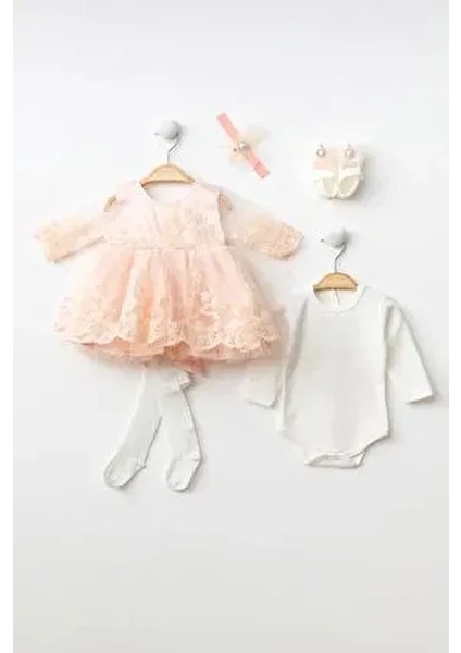 Kız Bebek Dantelli Gelinlik Elbise Mevlüt İçin Zarif Pembe Renk fiyatları