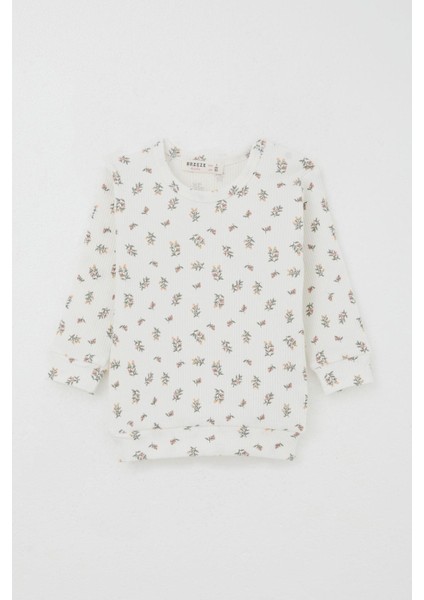 Kız Bebek Pijama Takımı Omuzdan Patlı Çiçek Desenli 4 Ay-1 Yaş, Ekru fiyatları
