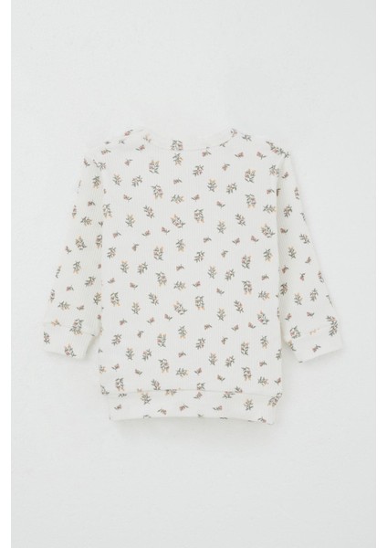 Kız Bebek Pijama Takımı Omuzdan Patlı Çiçek Desenli 4 Ay-1 Yaş, Ekru fırsatları