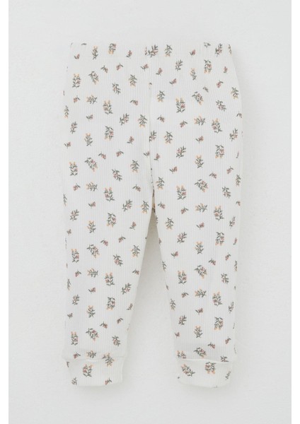 Kız Bebek Pijama Takımı Omuzdan Patlı Çiçek Desenli 4 Ay-1 Yaş, Ekru indirimleri